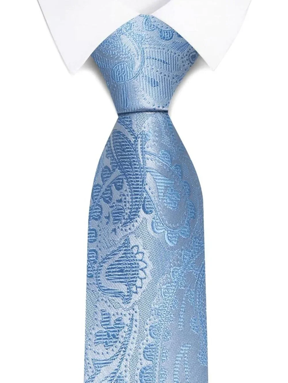 🆕Men's Light Blue 100% Microfiber Paisley Slim Formal Necktie For Wedding Dress